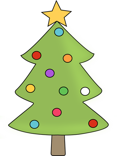 376x500 Christmas Tree With Colorful Ornaments Clip Art