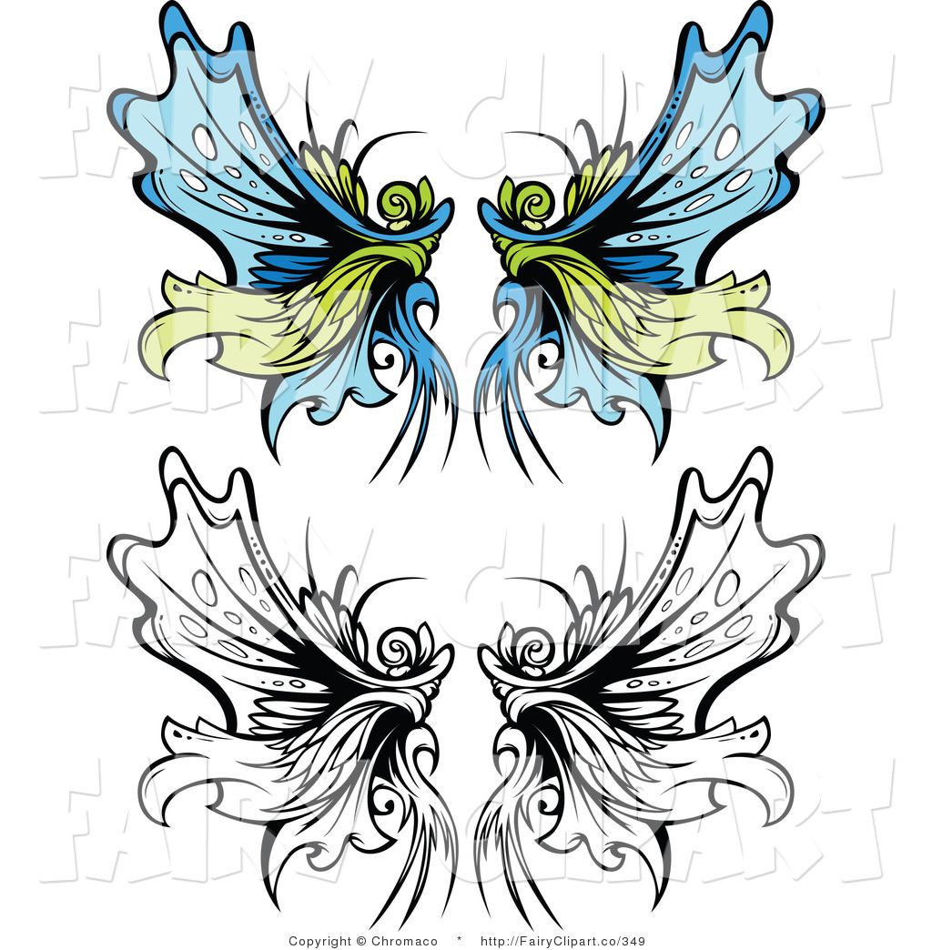 1024x1044 Fairy Wings Clip Art Of Ornate Black White Blue