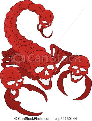 356x470 Red Scorpion With A Head Skull (Ornate), Cartoon On A White Eps