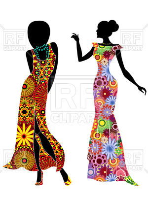 300x400 Slender Models In Ornate Motley Long Ethnic Dresses Royalty Free