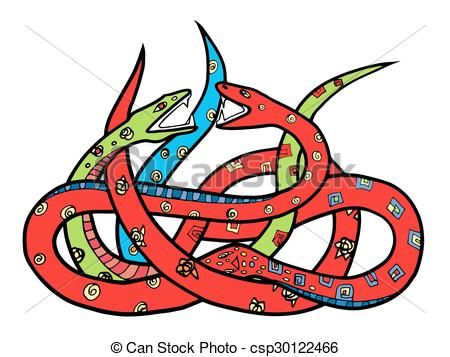 450x357 Two Ornate Snakes. Hand Drawn Illustration With Tangle Of Clip