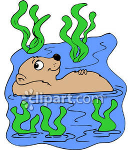 258x300 Cartoon Otter Floating On Its Back