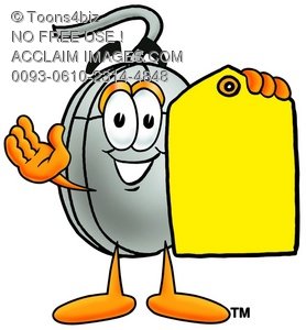278x300 A Computer Mouse Cartoon Character Holding A Yellow Price Tag
