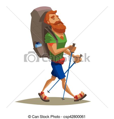 450x470 Hiker Walking Outdoor. Trekking, Hiking, Climbing, Clip Art