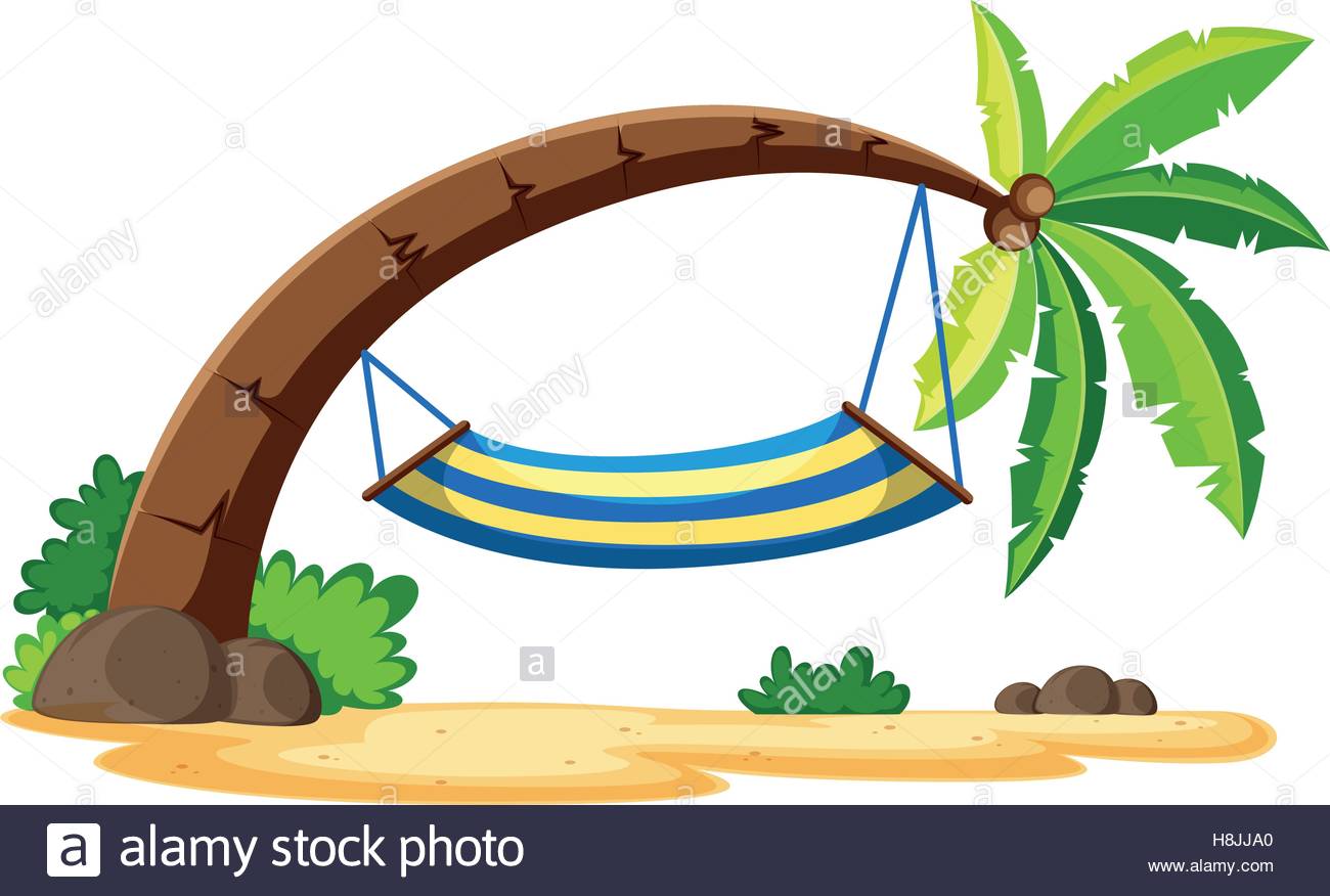 1300x876 Scene With Hammock On Coconut Tree Illustration Stock Vector Art