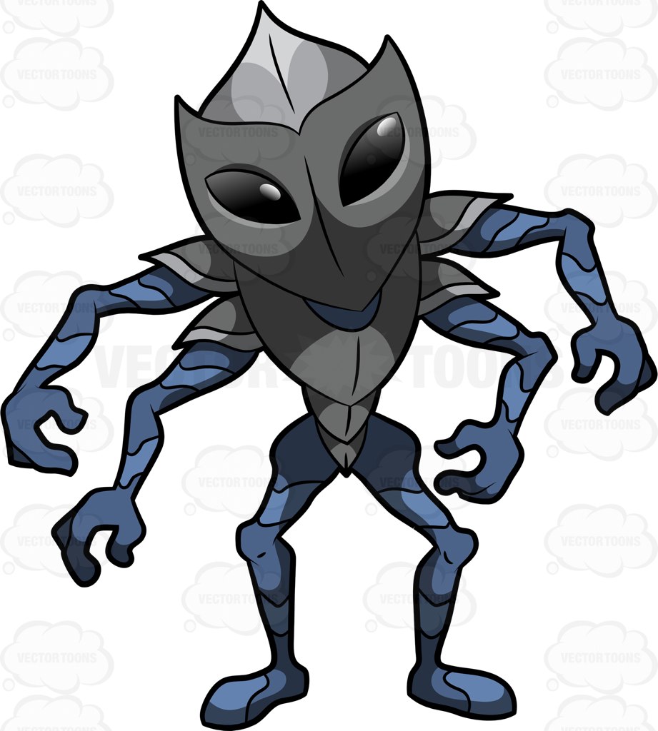 921x1024 An Alien With Multiple Hands Cartoon Clipart Vector Toons