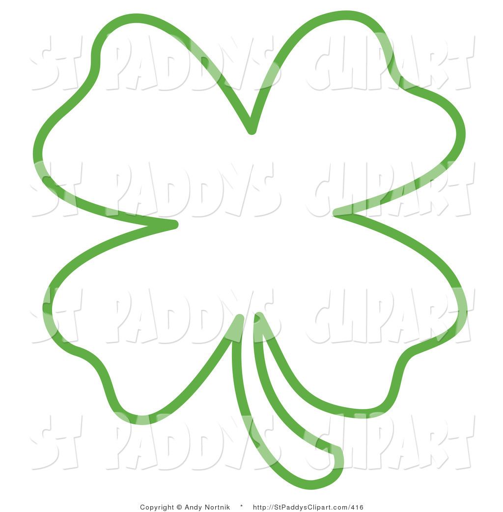 1024x1044 Vector Clip Art Of A Green Lucky Four Leaf Clover Shamrock Outline