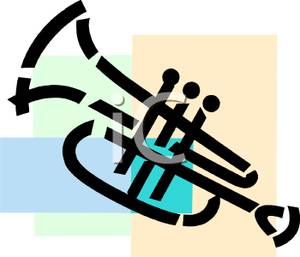 300x257 Black Outline Of A Trumpet Clip Art Image