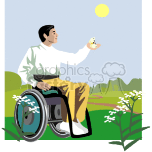 300x300 Royalty Free A Man In A Wheelchair Outside In The Sun 156952