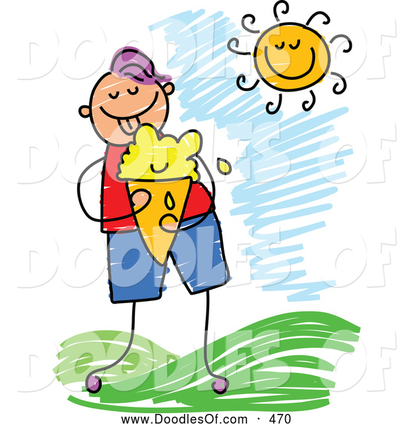 600x620 Vector Clipart Of A Cute Boy Eating Ice Cream Outside By Prawny