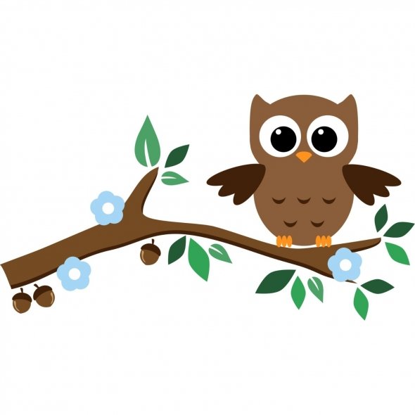 590x590 Owls In Tree Branch Clipart