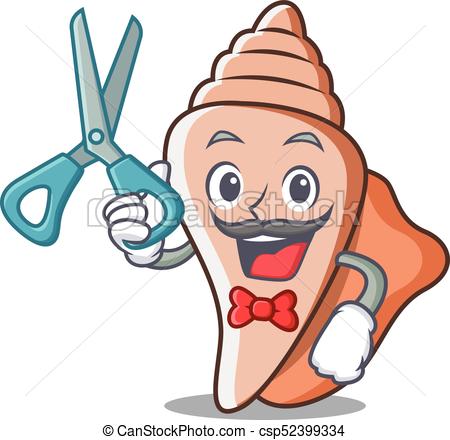 450x440 Barber Cute Shell Character Cartoon Vector Illustration Vectors