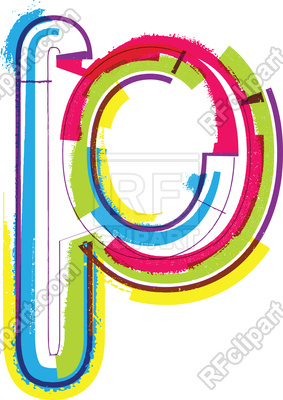 283x400 Colorful Grunge Font Letter P Royalty Free Vector Clip Art Image