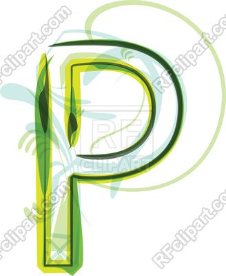 328x400 Green Organic Font Letter P On White Background Royalty Free