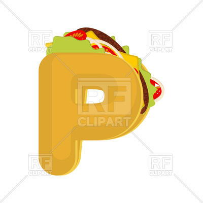 400x400 Letter P Fast Food Font Royalty Free Vector Clip Art Image