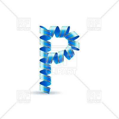 400x400 Letter P Made Of Blue Paper Streamer Royalty Free Vector Clip Art