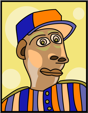 304x391 Clip Art Abstract Portraits Baseball Guy Color I