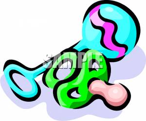 300x249 A Ratle And Pacifier Clip Art Image