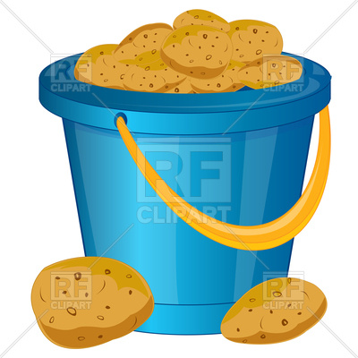 400x400 Plastic Pail With Potatoes On White Background Royalty Free Vector
