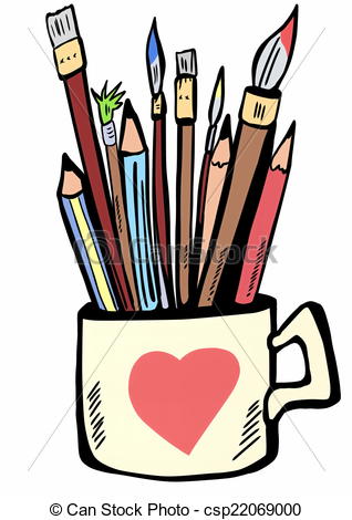 318x470 Cup Paint Brushes Clipart