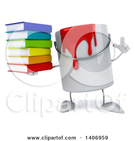 450x470 Clipart A 3d Can Red Paint Character Holding A Stack