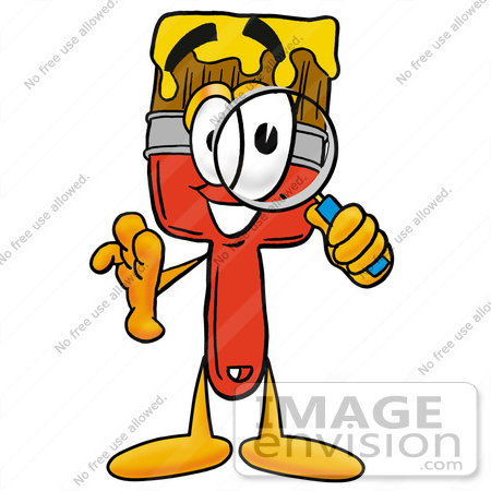 450x450 Clip Art Graphic Of A Red Paintbrush With Yellow Paint Cartoon