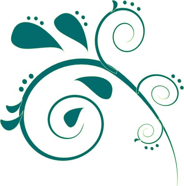 588x596 Teal Paisley Clip Art