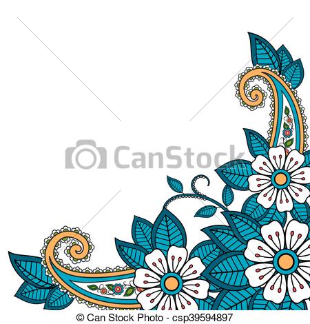 450x470 Henna Flower And Paisley Background. Vector Illustration Eps