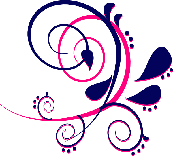600x542 Paisley Curves Blue, Pink Clip Art