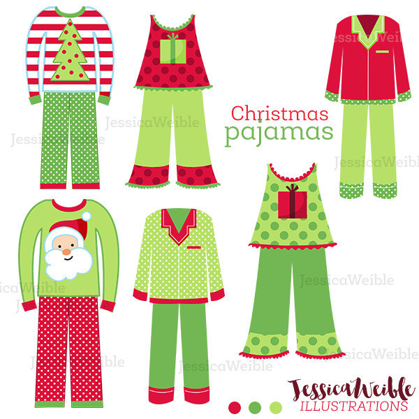 600x600 Christmas Pajamas Cute Digital Clipart Christmas Clip Art