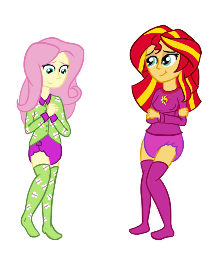 693x886 Fluttershy And Sunset Pajama Party By Brandon12243