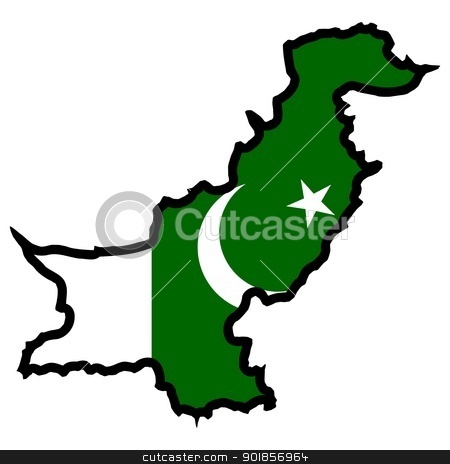 450x464 Map With Flag Of Pakistan Stock Vector