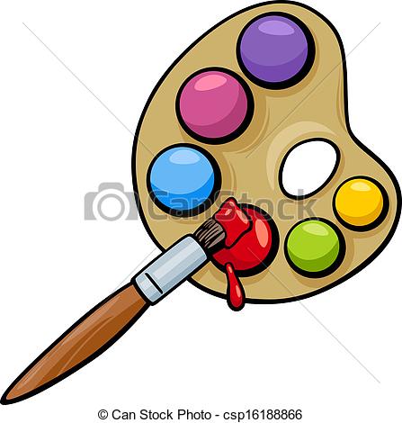 447x470 Brush And Palette Clip Art Cartoon. Cartoon Illustration