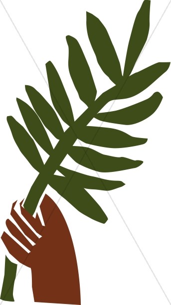 343x612 Hand Holding Palm Leaf Palm Sunday Clipart
