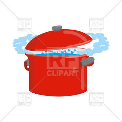 400x400 Red Pan With Boiling Water Royalty Free Vector Clip Art Image
