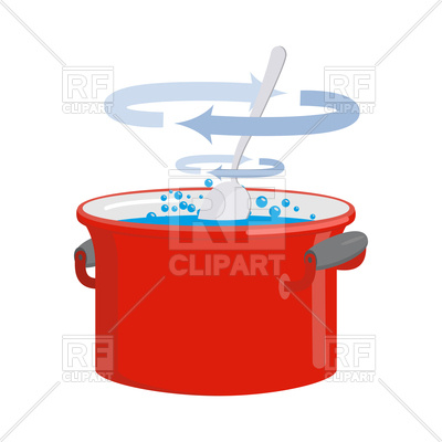 400x400 Red Pan With Water. Kitchen Utensils For Cooking. Royalty Free