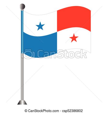 450x470 Flag Of Panama On A Pole, Vector Illustration Vector Clipart
