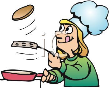 350x282 Royalty Free Clip Art Image Cartoon Of A Girl Making Pancakes