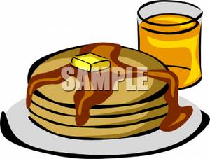 300x227 Art Image A Glass Of Orange Juice With Buttered And Syruped Pancakes