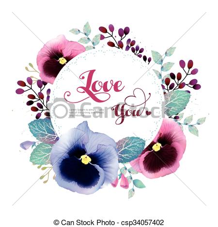 450x470 Attractive Pansy Greeting Card Template Design In Watercolor