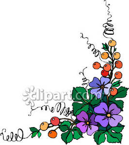 266x300 Pansies And Berries In A Floral Coner Design