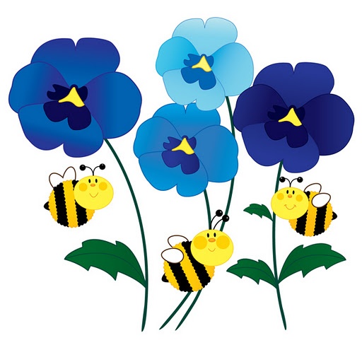 512x512 Blue Flower Clipart Bee Flower
