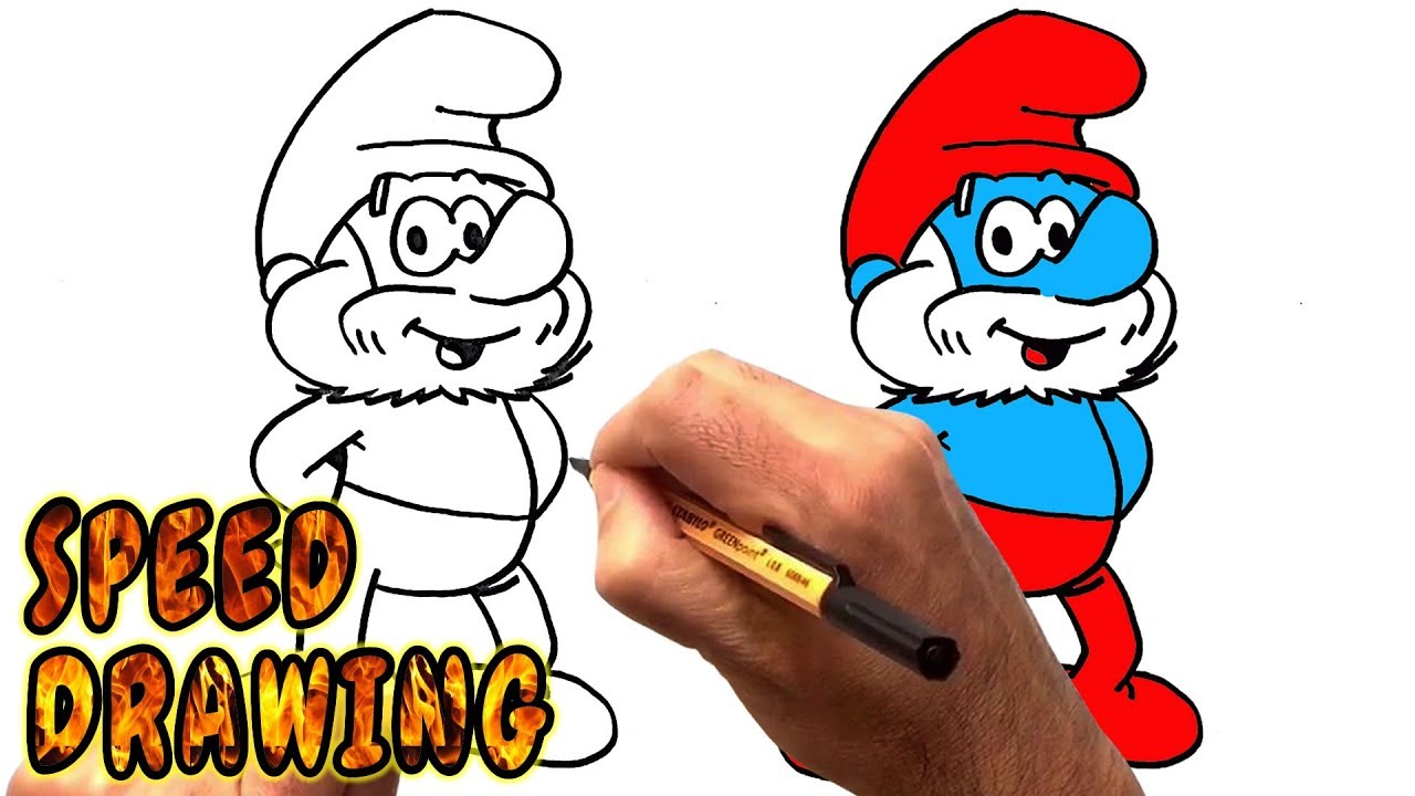 1280x720 How To Draw Papa Smurf (Speed Drawing)