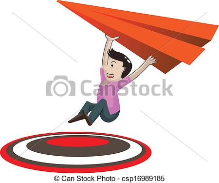 450x375 Man With Paper Airplane Reaching The Target Vector
