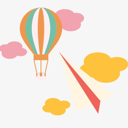 425x425 Balloon Floating, Helium Balloon, Paper Airplane, Clouds Png Image