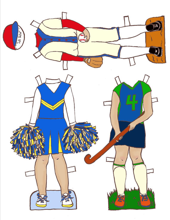 570x738 Girls In Sports Paper Doll Outfits Clothes Pdf Instant
