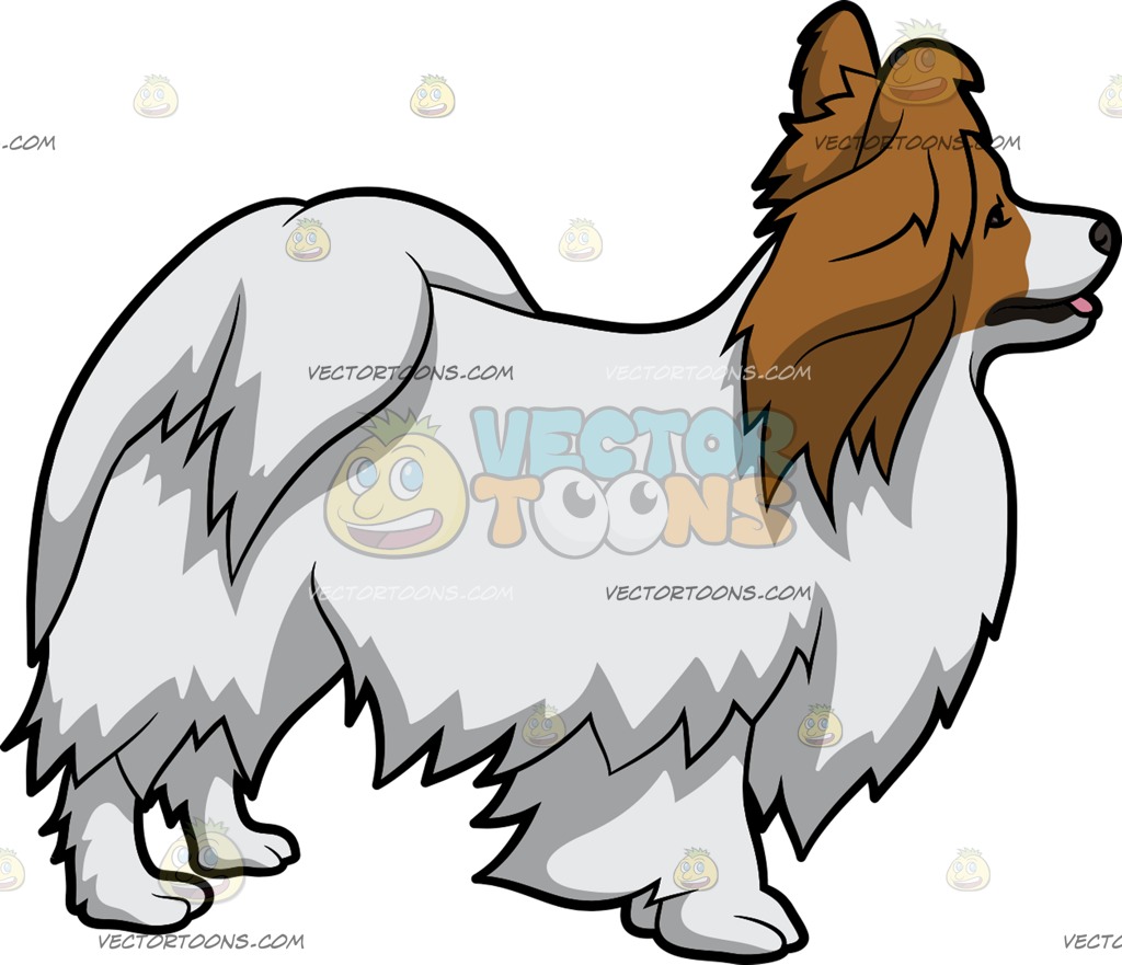1024x881 An Observant Papillon Dog Cartoon Clipart Vector Toons