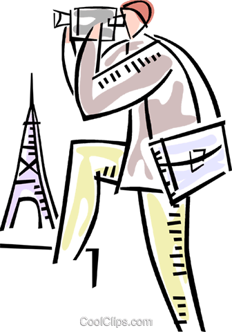 336x480 Man With Video Camera In Paris Royalty Free Vector Clip Art