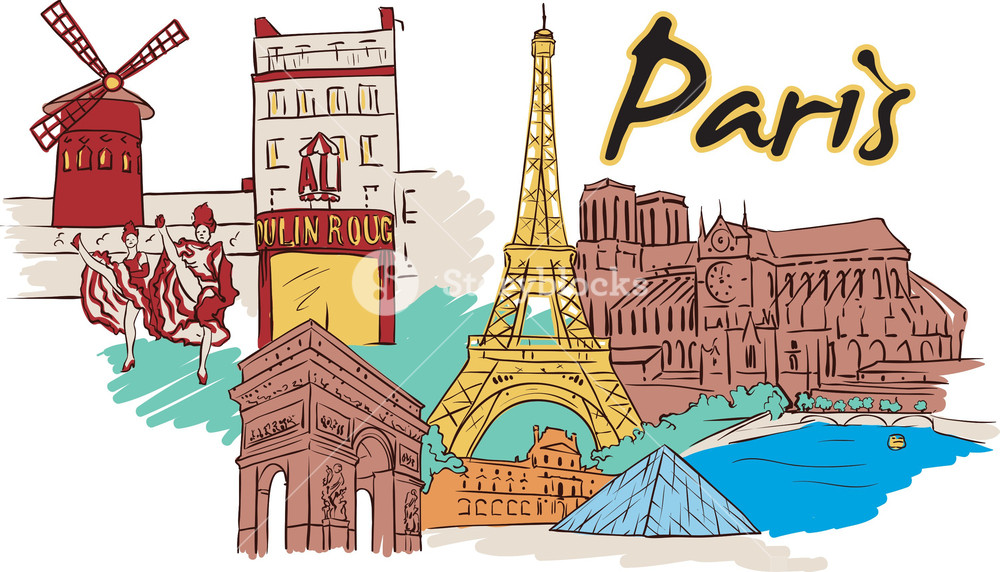 1000x572 Paris Vector Doodle Royalty Free Stock Image