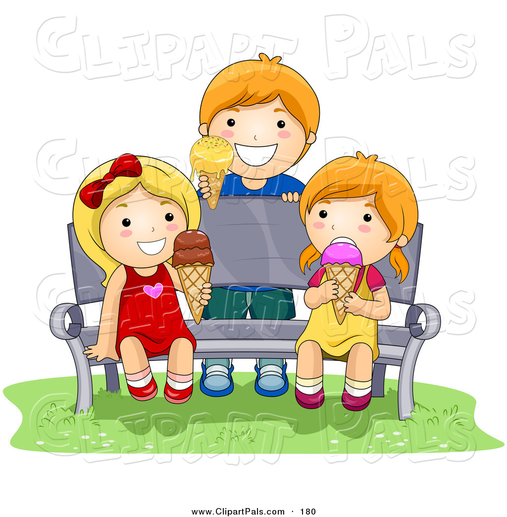 1024x1044 Pal Clipart Of A Boy And Two Girls Eating Ice Cream While Sitting